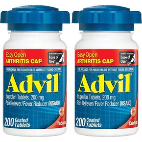 أدفيل مسكن الألم ومخفض الحمى، دواء تخفيف الألم مع ايبوبروفين 200 ملغ لآلام المفاصل وآلام العضلات وتخفيف آلام التهاب المفاصل الطفيف - 200 قرص مغلف مع غطاء التهاب المفاصل سهل الفتح in Kuwait