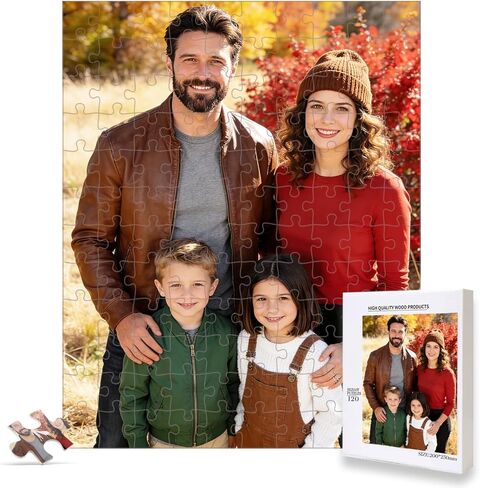 Custom Puzzle 1000 Pieces.Personalized Wood Puzzle from Your own Photos.Customized Picture Puzzle Gift for Christmas,Wedding,Family,Pet,Birthday in Saudi Arabia
