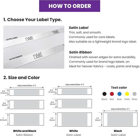 Custom Satin Sewing Labels – 5/8" x 2 1/2" (15mm x 60mm) (30) in Saudi Arabia