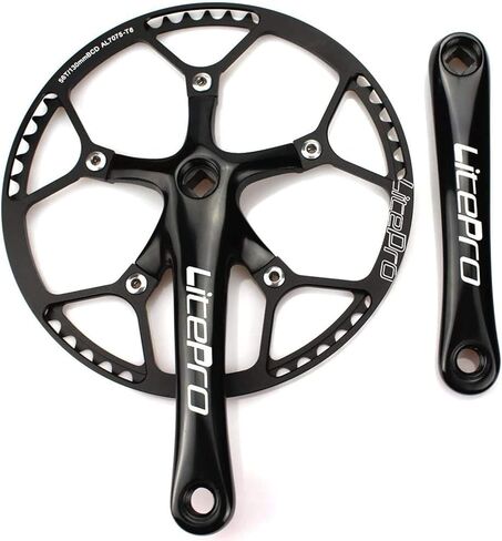 CYSKY Single Speed Crankset 48T 170mm Crankarms 130 BCD Litepro Folding Bike Crankset for Single Speed Bike, Track Road Bicycle, Fixed Gear, Fixie, Dahon (Square Taper, Black) in Kuwait