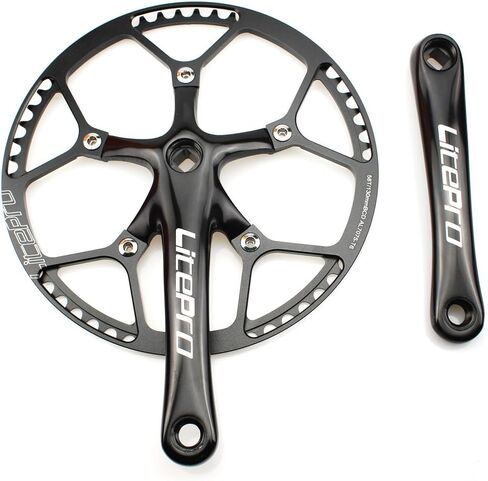 CYSKY Single Speed Crankset 48T 170mm Crankarms 130 BCD Litepro Folding Bike Crankset for Single Speed Bike, Track Road Bicycle, Fixed Gear, Fixie, Dahon (Square Taper, Black) in Kuwait