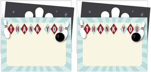 Koko Paper Co Bowling Thank You Cards. Set of 25 5.5" x 4.25" Green and Beige Flat Note Cards and A2 White Envelopes. Printed on Heavy Card Stock. in Saudi Arabia