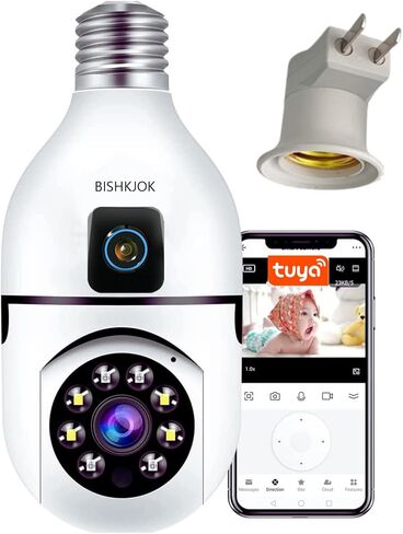 Light Bulb Security Camera, 5GHz 2.4GHz ,Degree Pan/Tilt Panoramic IP Security Camera, TUYA WiFi 1080P Smart Home Surveillance Cam with Motion Detection Alarm Night Vision Two Way Talk Indoor E27 in Saudi Arabia