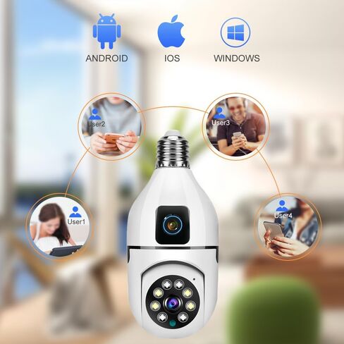 Light Bulb Security Camera, 5GHz 2.4GHz ,Degree Pan/Tilt Panoramic IP Security Camera, TUYA WiFi 1080P Smart Home Surveillance Cam with Motion Detection Alarm Night Vision Two Way Talk Indoor E27 in Saudi Arabia