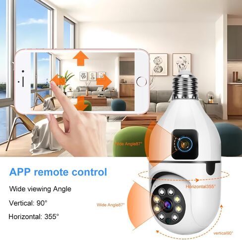 Light Bulb Security Camera, 5GHz 2.4GHz ,Degree Pan/Tilt Panoramic IP Security Camera, TUYA WiFi 1080P Smart Home Surveillance Cam with Motion Detection Alarm Night Vision Two Way Talk Indoor E27 in Saudi Arabia