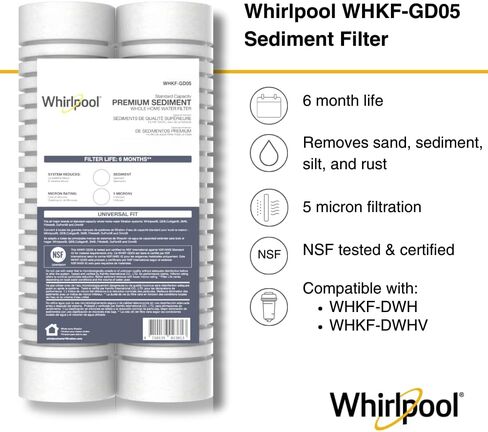 فلتر بديل لترشيح المنزل بالكامل ذو سعة قياسية WHIRLPOOL (عبوتان) WHKF-GD05 (قد تختلف العبوة) in Kuwait