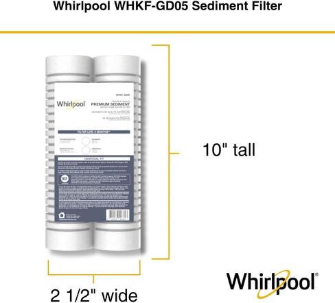 فلتر بديل لترشيح المنزل بالكامل ذو سعة قياسية WHIRLPOOL (عبوتان) WHKF-GD05 (قد تختلف العبوة) in Kuwait