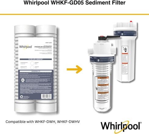 فلتر بديل لترشيح المنزل بالكامل ذو سعة قياسية WHIRLPOOL (عبوتان) WHKF-GD05 (قد تختلف العبوة) in Kuwait