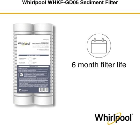 فلتر بديل لترشيح المنزل بالكامل ذو سعة قياسية WHIRLPOOL (عبوتان) WHKF-GD05 (قد تختلف العبوة) in Kuwait