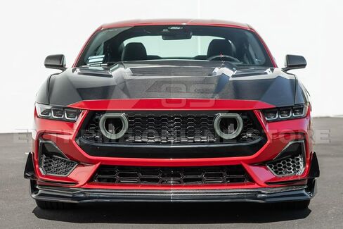 Replacement for 2024-Present Ford Mustang S650 Models | GTV Style ABS Plastic - Painted Glossy Black Add-On Front Bumper Lip Chin Spoiler Splitter Extension FLIP-1262-V2-ABS in Saudi Arabia