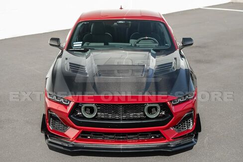 Replacement for 2024-Present Ford Mustang S650 Models | GTV Style ABS Plastic - Painted Glossy Black Add-On Front Bumper Lip Chin Spoiler Splitter Extension FLIP-1262-V2-ABS in Saudi Arabia