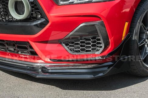 Replacement for 2024-Present Ford Mustang S650 Models | GTV Style ABS Plastic - Painted Glossy Black Add-On Front Bumper Lip Chin Spoiler Splitter Extension FLIP-1262-V2-ABS in Saudi Arabia