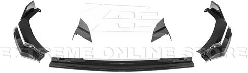 Replacement for 2024-Present Ford Mustang S650 Models | GTV Style ABS Plastic - Painted Glossy Black Add-On Front Bumper Lip Chin Spoiler Splitter Extension FLIP-1262-V2-ABS in Saudi Arabia