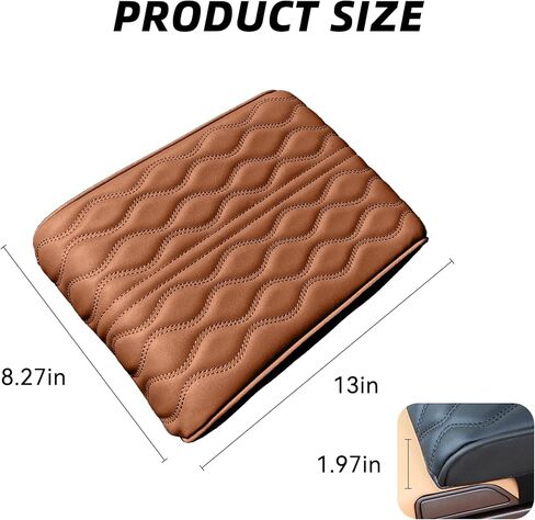 Car Center Console Cover, Leather Waterproof Vehicle Armrest Box Pad, Memory Cotton Comfortable Automotive Interior Seat Box Cushion Protector Accessories, Universal for Most Cars (Brown) in Saudi Arabia