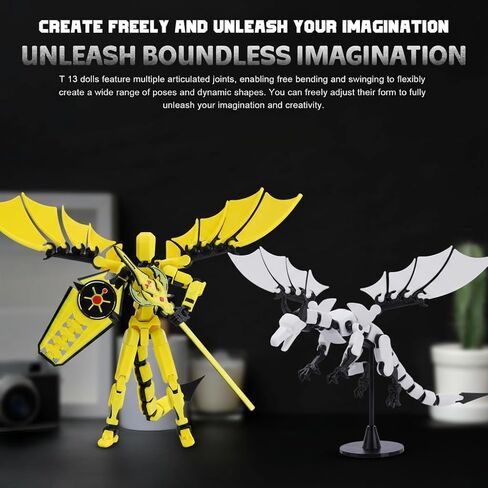 مجموعة شخصيات T13 وTitan 13 Toys 2 Pack (اكتمل تجميع شخصيات الحركة المطبوعة ثلاثية الأبعاد) (متحركة متعددة المفاصل) (تتضمن تصميمات Dragon Man ملحقات مختلفة) دمية T 13 شخصية لتزيين المكتب in Kuwait