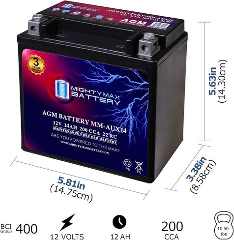 Mighty Max Battery MM-AUX14 12V, 14Ah, 22RC, 200 CCA, Replacement Battery Compatible with Mercedes-Benz S550 16 in Saudi Arabia