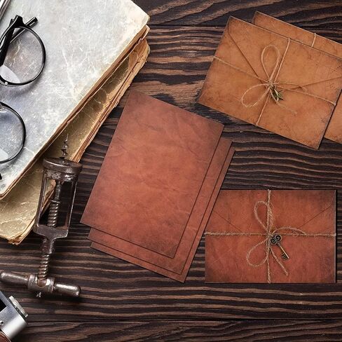 60pcs Vintage Stationary Paper and Envelopes Set, Includes Sheets Antique Letter Papers, Kraft Envelopes, Retro Accessories, Rope（Stars,leaves,sun,keys,ship anchors,four-leaf clovers） in Saudi Arabia