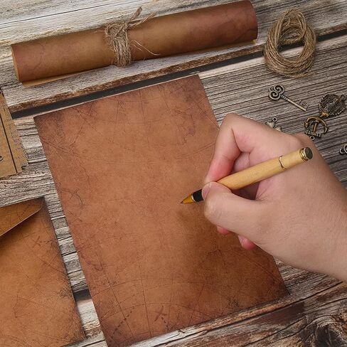 60pcs Vintage Stationary Paper and Envelopes Set, Includes Sheets Antique Letter Papers, Kraft Envelopes, Retro Accessories, Rope（Stars,leaves,sun,keys,ship anchors,four-leaf clovers） in Saudi Arabia