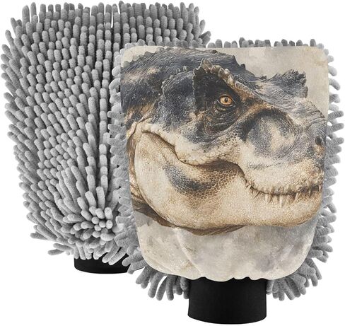 AIXIWAWA Vintage Dinosaur Print Car Wash Mitt Washing Glove Scratch Free Water Absorbent 2 Pack Large in Saudi Arabia