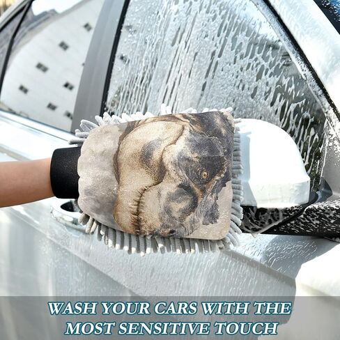 AIXIWAWA Vintage Dinosaur Print Car Wash Mitt Washing Glove Scratch Free Water Absorbent 2 Pack Large in Saudi Arabia