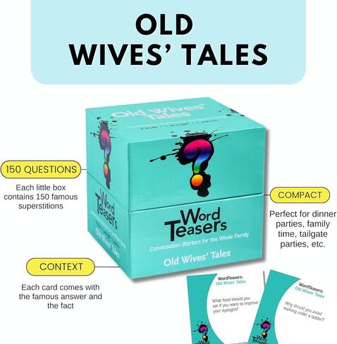 ? WORD TEASERS Old Wives' Tales Conversation Starters - Superstition Based Trivia Games for Families & Friends - Conversation Cards & Fun Family Game - 150 Trivia Cards for Game Night in Saudi Arabia