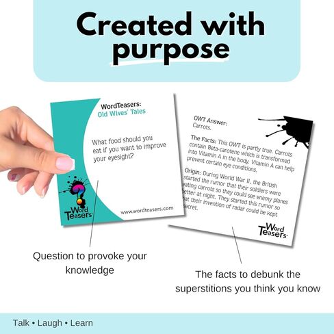 ? WORD TEASERS Old Wives' Tales Conversation Starters - Superstition Based Trivia Games for Families & Friends - Conversation Cards & Fun Family Game - 150 Trivia Cards for Game Night in Saudi Arabia