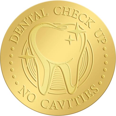 CRASPIRE 2 Inch Gold Embossed Envelope Seals Stickers No Cavities Dental Check Up 100pcs Round Adhesive Gold Foil Seals Stickers Medal Decoration Label for Wedding Invitations Certification Corporate in Saudi Arabia
