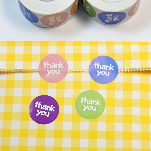 500Pcs Thank You Stickers, 1Inch Small Thank You Stickers for Small Business Packaging Roll 8 Candy Color Design Round Seals Labels for Envelope Gift Wrap Birthday Party Favors (Colorful) in Kuwait