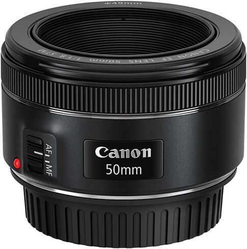 عدسة Canon EF مقاس 50 مم f/1.8 STM + حزمة ملحقات PixiBytes (متجددة) in Saudi Arabia