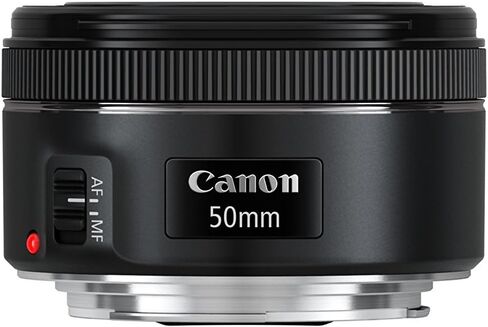 عدسة Canon EF مقاس 50 مم f/1.8 STM + حزمة ملحقات PixiBytes (متجددة) in Saudi Arabia