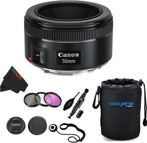 Canon EF 50mm f/1.8 STM Lens + PixiBytes Accessories Bundle (Renewed) in Saudi Arabia