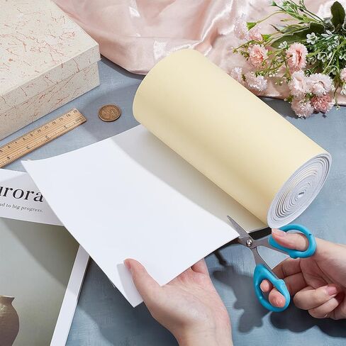 BENECREAT 118x8 Inch White Self Adhesive EVA Foam Roll, 2mm Thick Waterproof Foam Rubber Sheet for Furniture Protecting, Gap Filling, Costumes and Other Craft Project in Kuwait