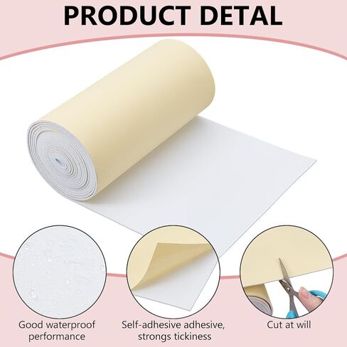 BENECREAT 118x8 Inch White Self Adhesive EVA Foam Roll, 2mm Thick Waterproof Foam Rubber Sheet for Furniture Protecting, Gap Filling, Costumes and Other Craft Project in Kuwait