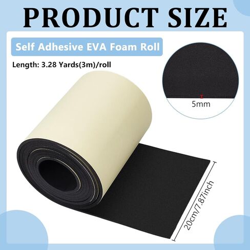 BENECREAT 118x8 Inch White Self Adhesive EVA Foam Roll, 2mm Thick Waterproof Foam Rubber Sheet for Furniture Protecting, Gap Filling, Costumes and Other Craft Project in Saudi Arabia