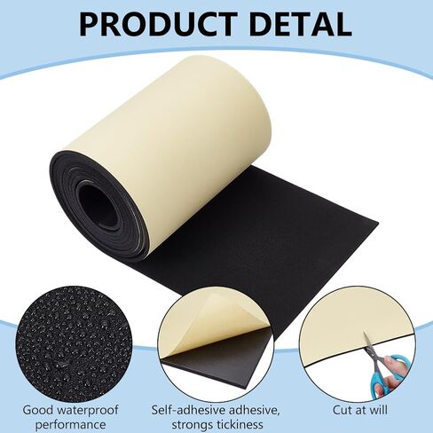 BENECREAT 118x8 Inch White Self Adhesive EVA Foam Roll, 2mm Thick Waterproof Foam Rubber Sheet for Furniture Protecting, Gap Filling, Costumes and Other Craft Project in Kuwait