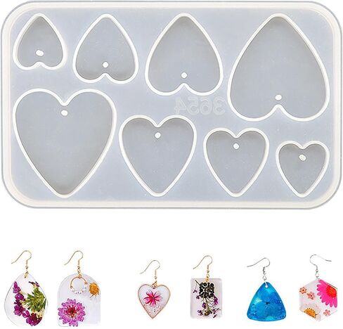 8 Cavity Resin Silicone Mold with Hole Ellipse Shape Molds Silicone Beginner for DIY Keychain Pendant and Earrings Jewelry Making Crafting in Saudi Arabia