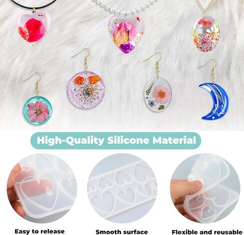 8 Cavity Resin Silicone Mold with Hole Ellipse Shape Molds Silicone Beginner for DIY Keychain Pendant and Earrings Jewelry Making Crafting in Saudi Arabia