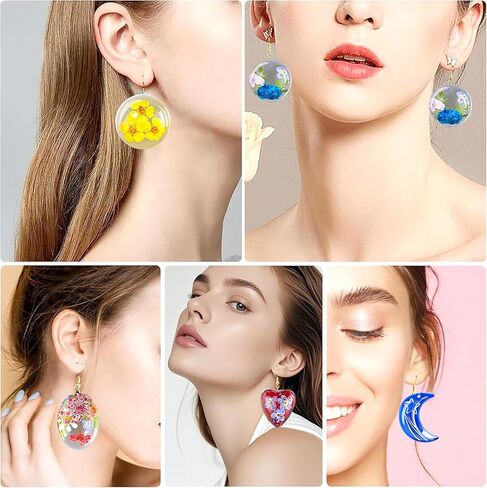 8 Cavity Resin Silicone Mold with Hole Ellipse Shape Molds Silicone Beginner for DIY Keychain Pendant and Earrings Jewelry Making Crafting in Saudi Arabia