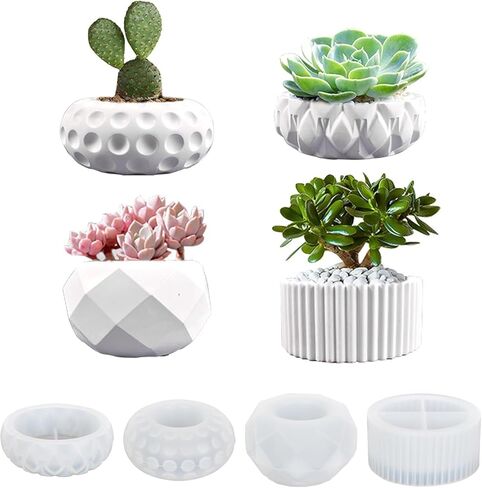 4 Pieces vase Silicone Mold, DIY vases Resin molds, vase Casting Mold, Flower vase Silicone molds, Handmade Silicone Mold, epoxy Resin molds for Making Flower vases (Oval*4) in Saudi Arabia