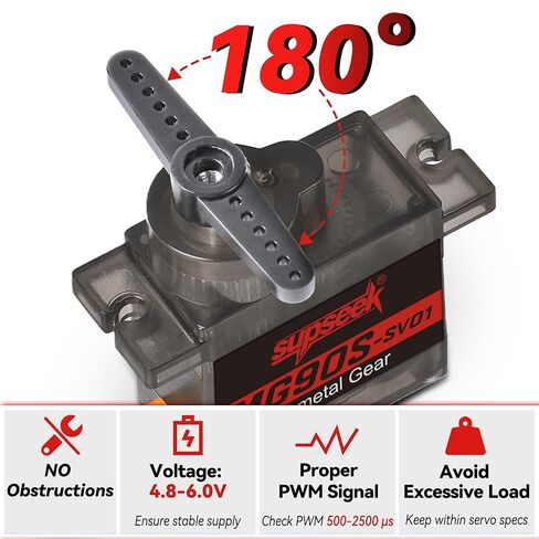 مجموعة محرك سيرفو صغير MG90S 9g - معدات معدنية، عزم دوران عالي 2.0 كجم سم، 0.08 ثانية/60 درجة، مؤازرة صغيرة 180 درجة لطائرات RC ومشاريع Arduino والروبوتات (10 قطع) in Kuwait