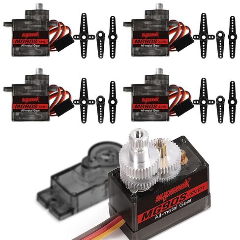 MG90S 9g Micro Servo Motor Kit - Metal Gear, 2.0 kg-cm High Torque, 0.08 s/60 deg, 180 Degree Mini Servo for RC Planes, Arduino Projects, Robotics (10 pcs) in Saudi Arabia