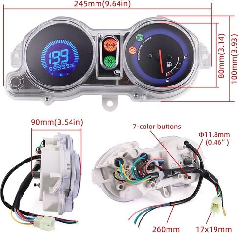 motorcycle mileometer 7 Colors Multi-functions Motorcycle Tachometer Dashboard Moto LED RPM Mileage Meters For Brazil For TITAN 150 Universal in Saudi Arabia