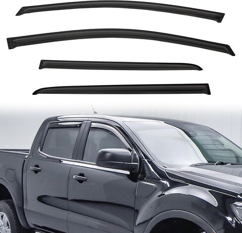 4 pcs Compatible with 04-08 Ford F150 SuperCrew/Crew Cab 06-08 Lincoln Mark LT SuperCrew Cab Window Visors With 4 Full Size Doors Front+Rear Sun/Rain Guard Outside Mount in Saudi Arabia