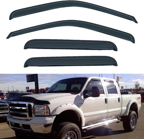 4 pcs Compatible with 04-08 Ford F150 SuperCrew/Crew Cab 06-08 Lincoln Mark LT SuperCrew Cab Window Visors With 4 Full Size Doors Front+Rear Sun/Rain Guard Outside Mount in Saudi Arabia