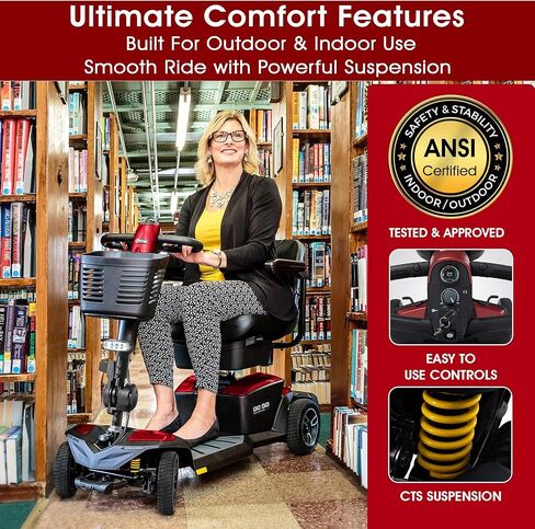 Pride Go Go Endurance AL 4 Wheel Mobility Scoote, Rear Storage Pod, Cell Phone Mount, Rear Basket, Light Aluminum Frame, 18" or 20" Wide Seat, CTS Suspension, Warranty (17" Seat / 8AM Battery) in Saudi Arabia
