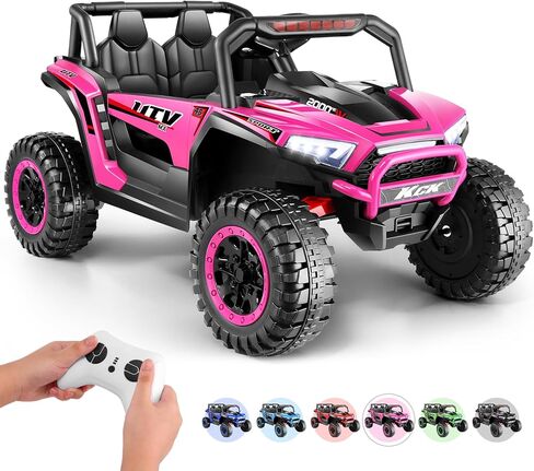Hikole 24V Ride on Toys for Boys&Girl, 2 Seater Kids UTV with Parent Remote, 400W Battery Motors Operated, XXL Design, Steering Wheels, Easy to Assemble, Dashboard/LED/Horn/Bluetooth, Hot Pink in Saudi Arabia