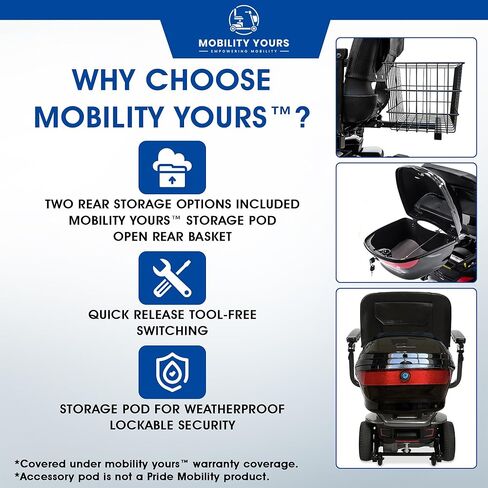 Pride Mobility Revo 2.0، + ملحقات التنقل الخاصة بك سكوتر التنقل ذو الأربع عجلات شديد التحمل للبالغين، سعة 400 رطل، مقعد عريض 20 بوصة، 17.8 ميل لكل شحنة، تعليق CTS، ضمان إضافي in Kuwait