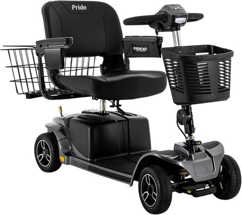 Pride Mobility Revo 2.0، + ملحقات التنقل الخاصة بك سكوتر التنقل ذو الأربع عجلات شديد التحمل للبالغين، سعة 400 رطل، مقعد عريض 20 بوصة، 17.8 ميل لكل شحنة، تعليق CTS، ضمان إضافي in Kuwait