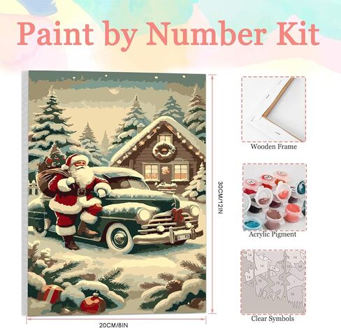 Auremi Christmas Truck Paint by Number Kits for Adults,Santa Claus Paint by Number on Canvas with Frame DIY Painting with Number Acrylic Oil Paint Kits for Home Decor 8x12 Inch in Saudi Arabia