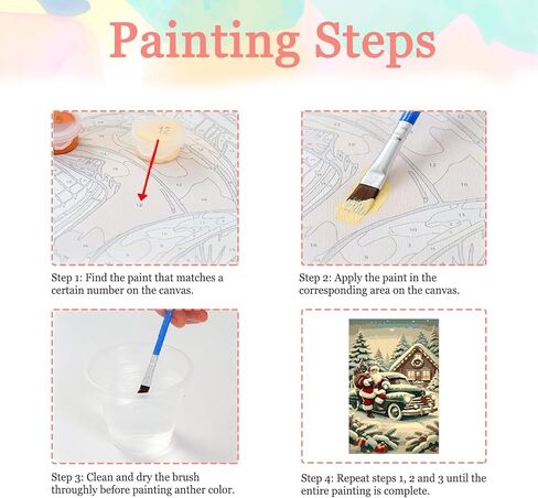 Auremi Christmas Truck Paint by Number Kits for Adults,Santa Claus Paint by Number on Canvas with Frame DIY Painting with Number Acrylic Oil Paint Kits for Home Decor 8x12 Inch in Saudi Arabia